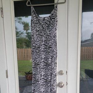 Divided Zebra Print Spaghetti Strap Maxi